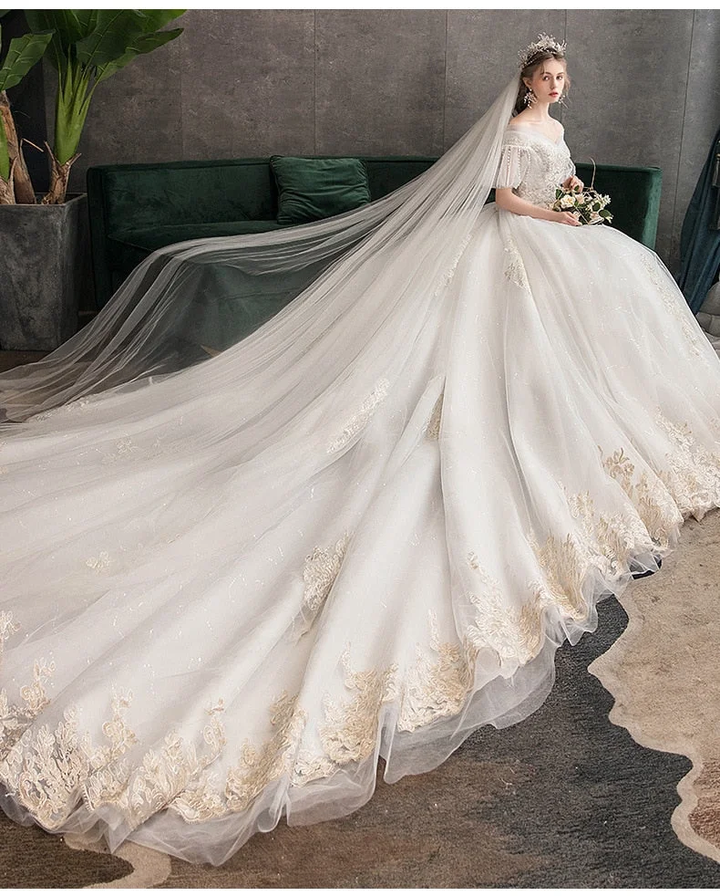 Luxury Fairy High Waist Wedding Prom Dress BE703