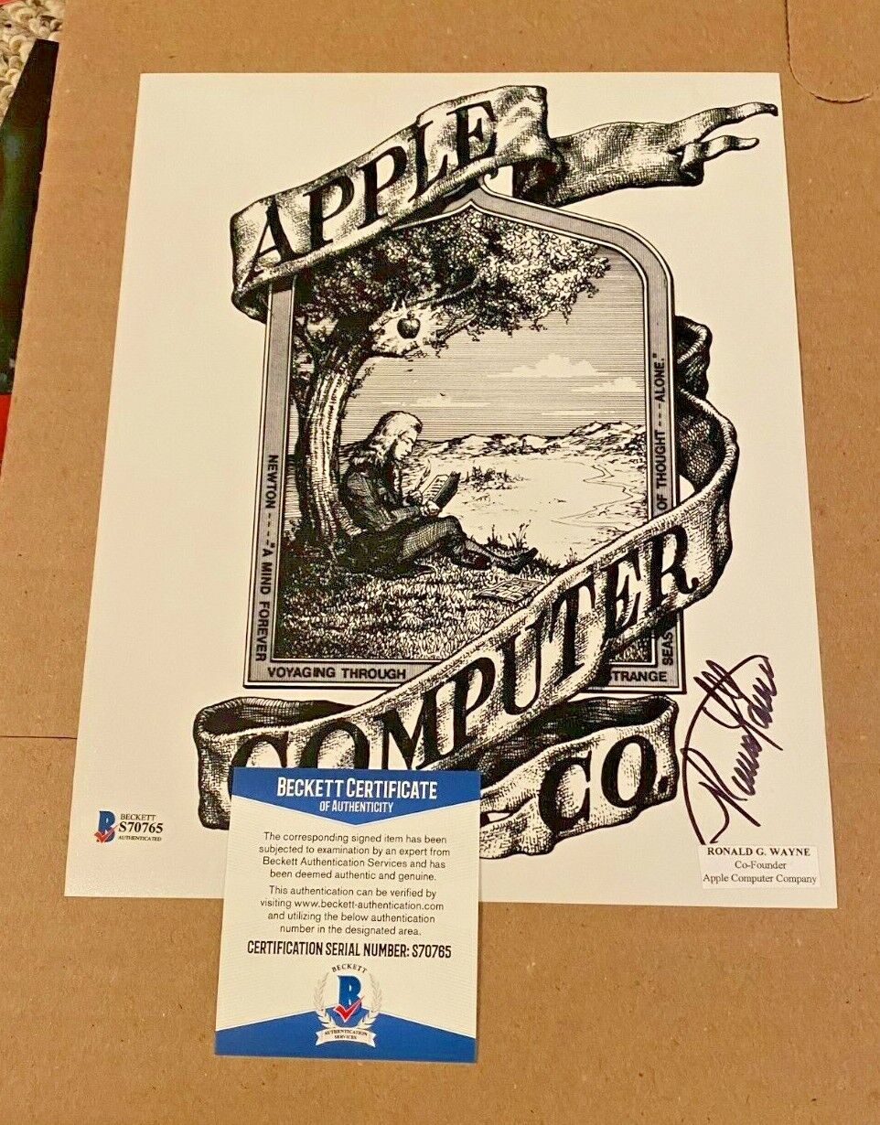 APPLE COMPUTER LOGO FOUNDER RONALD G WAYNE SIGNED 8X10 Photo Poster painting BECKETT CERTIFIED