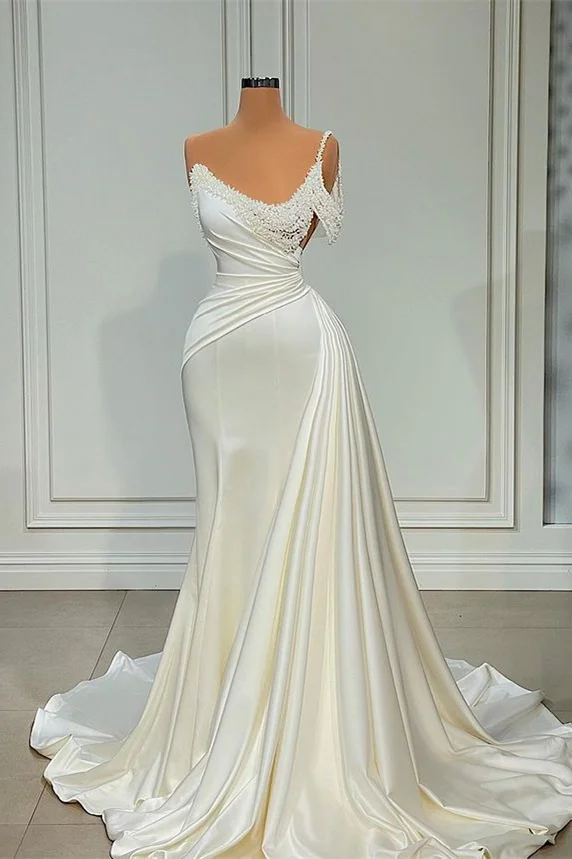 Bellasprom Designer Pearl Wedding Dresses Mermaid Long With Ruffles Online
