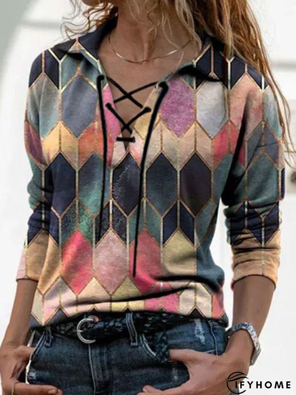 Cotton Blends Printed Casual Sweatshirt | IFYHOME