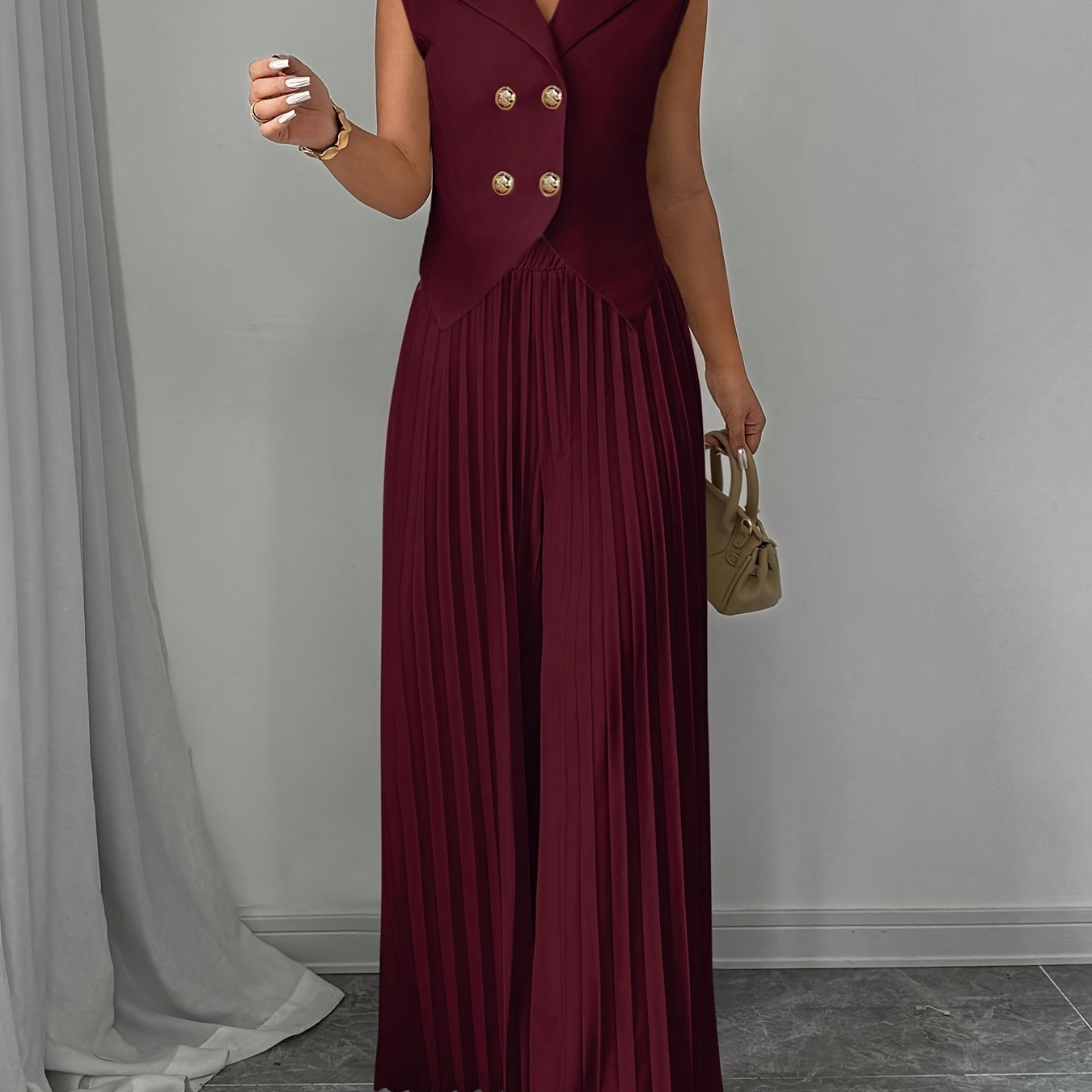 Women's stylish solid color vest top and stylish elegant long skirt suit