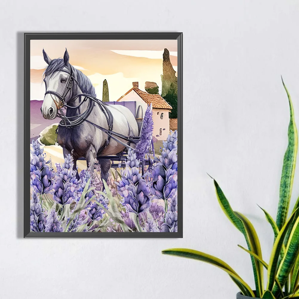 Diamond Painting - Full Round Drill - Lavender Horse(30*40cm)