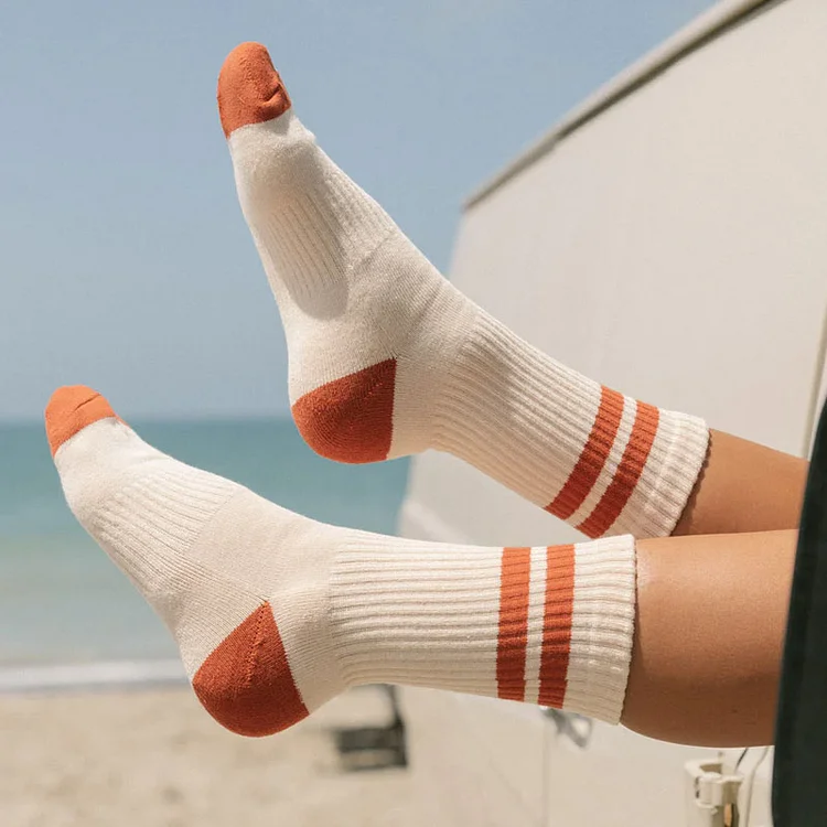 Cotton striped comfortable casual surf socks for women