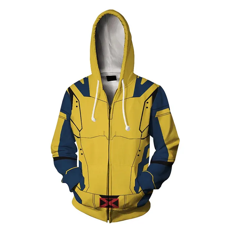 Deadpool & Wolverine (2024) Wolverine Yellow Zip-Up Hoodie Outfits Cosplay Costume Halloween Carnival Suit