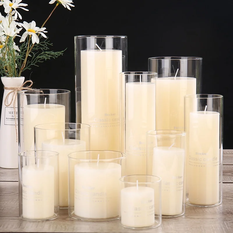 Athvotar Glass Candle holder Votive Vases Transparent Clear Glass Shade Straight Cylinder Glass Lamp Shade