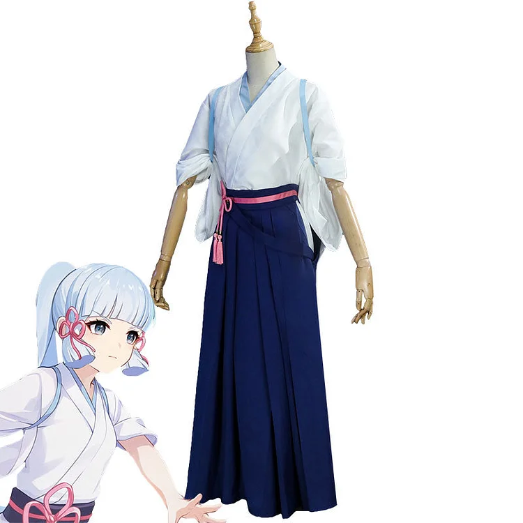 Genshin Impact Kamisato Ayaka Tsubaki in Thawing Snow Kimono Cosplay Costume