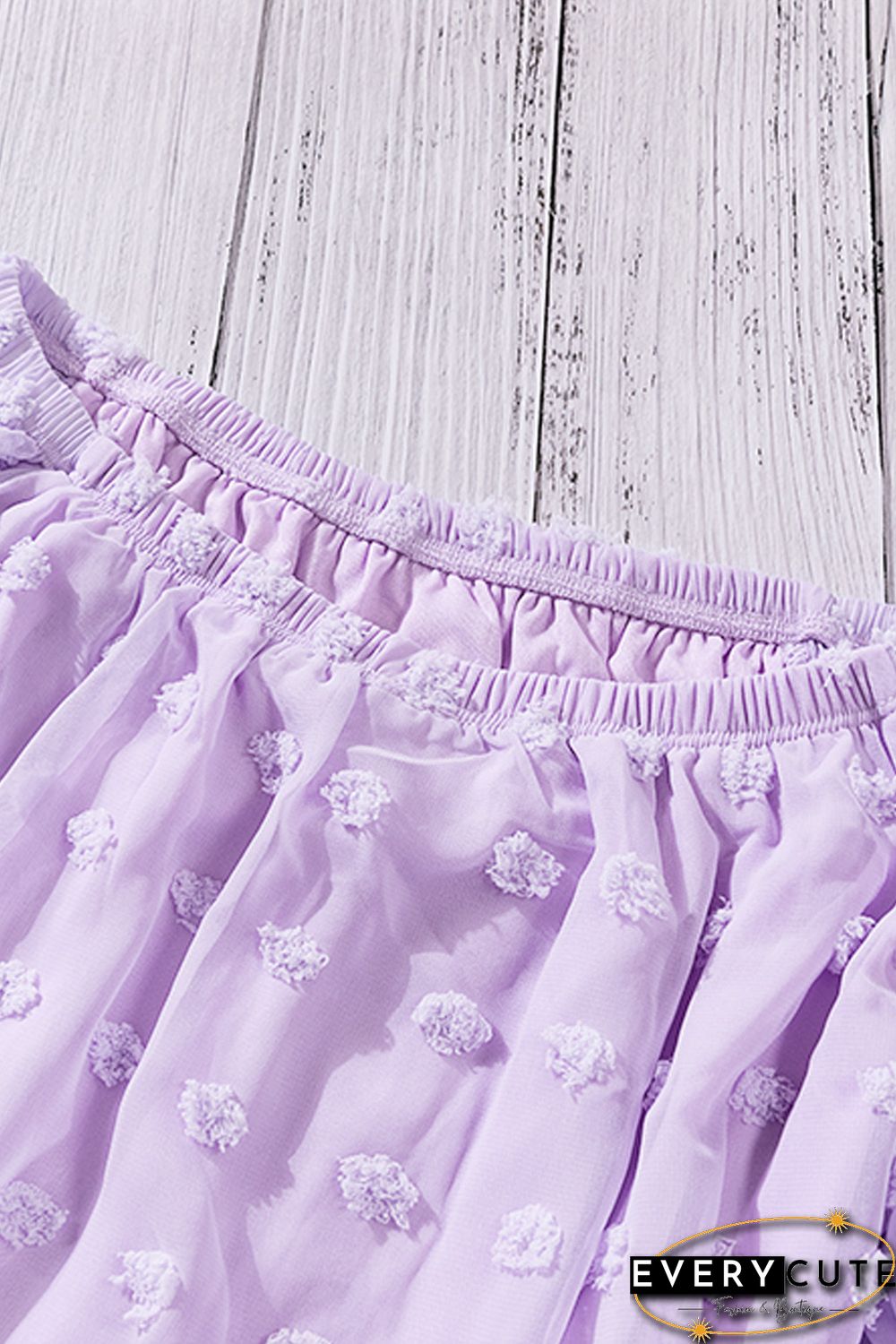 Purple Swiss Dot Off The Shoulder Blouse