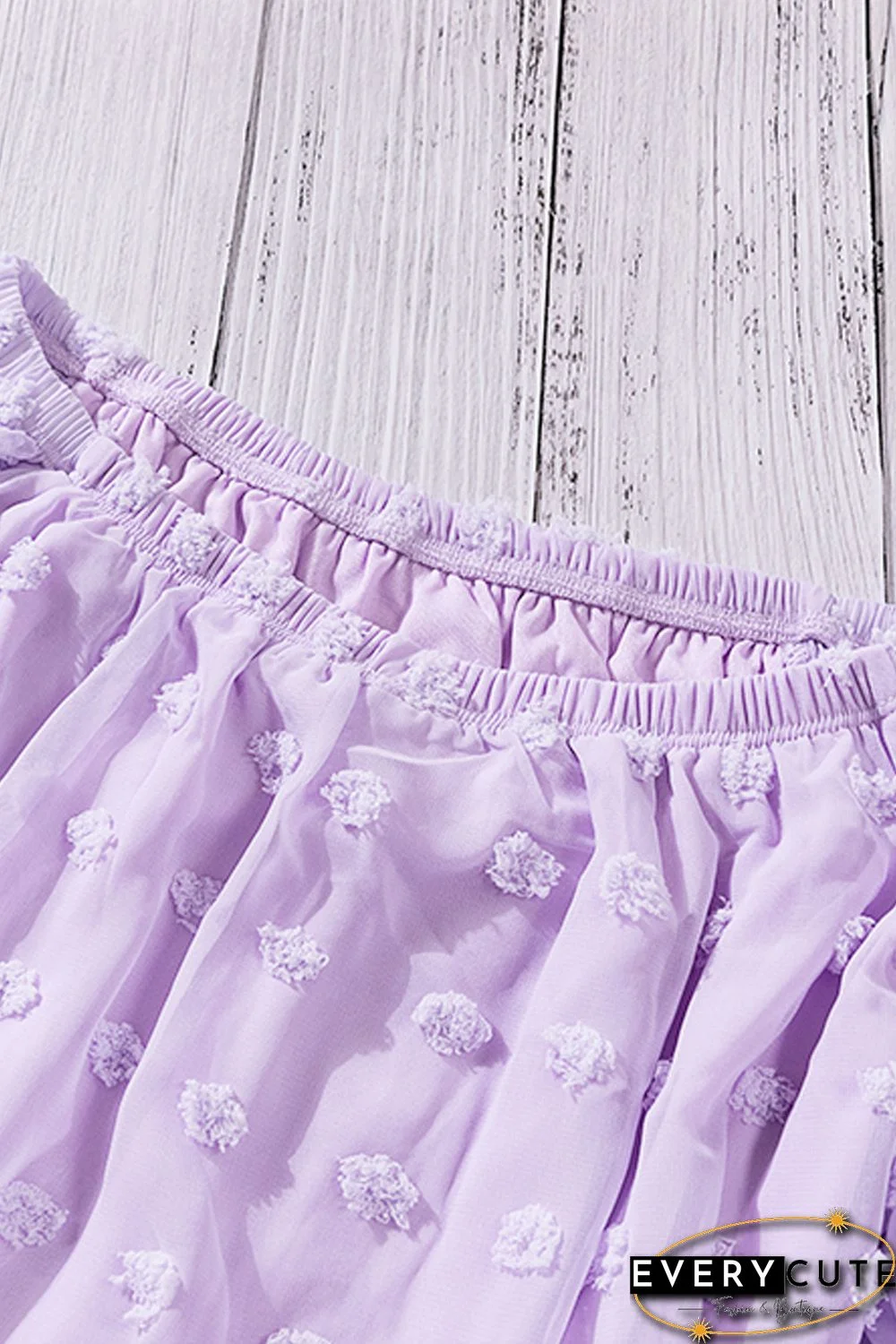 Purple Swiss Dot Off The Shoulder Blouse