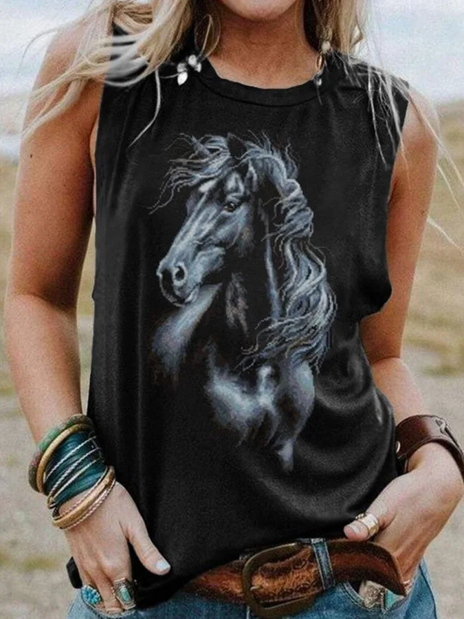 Vintage Horse Print Vest