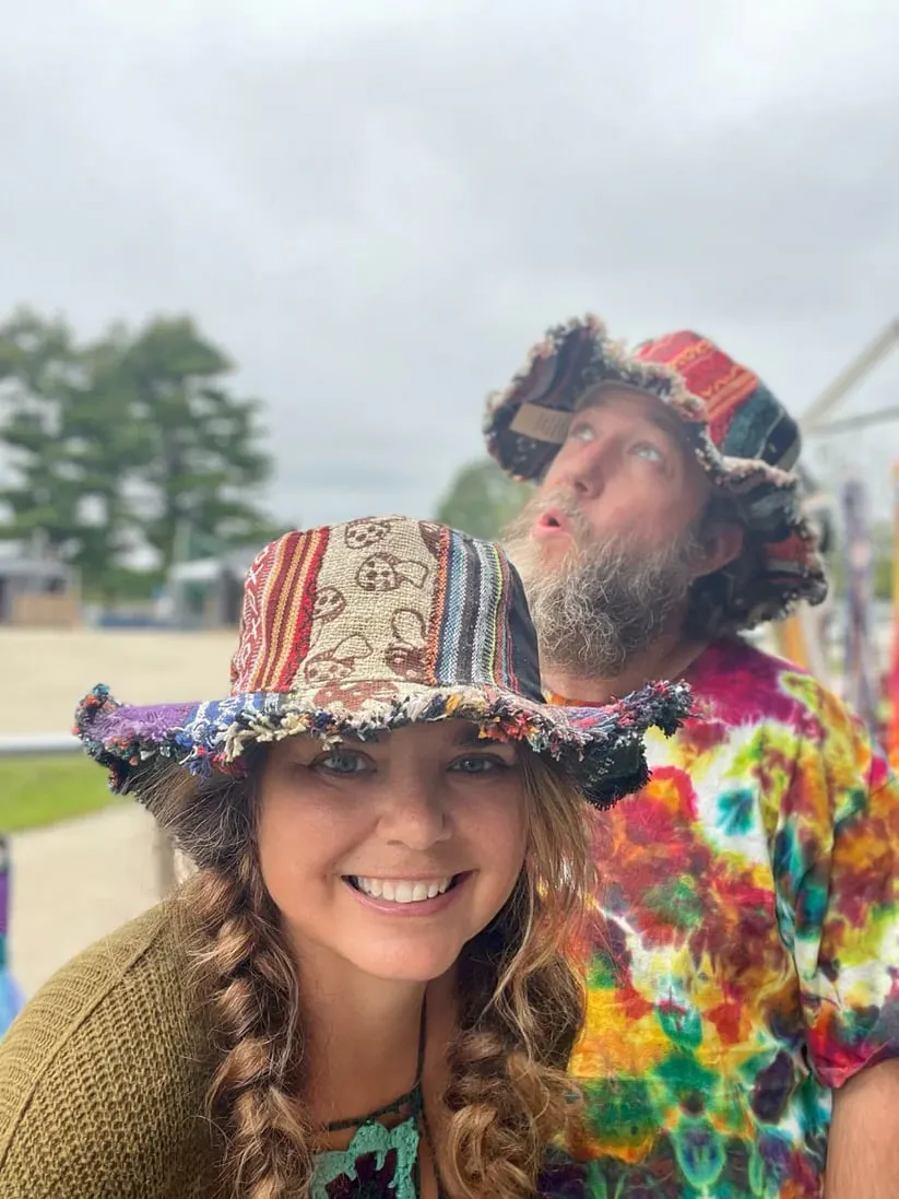 🍄Patchwork Multicolored Mushroom Hemp Hat with Hidden Pocket Fedorahats🎩
