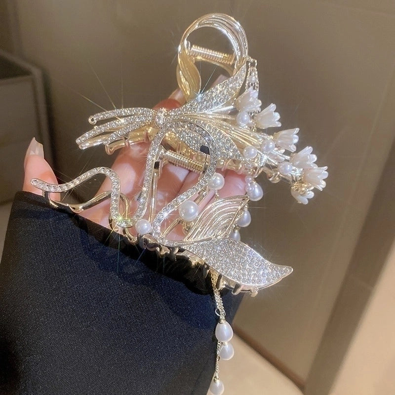 Elegant Minimalist Butterfly Alloy Plating Inlay Pearl Zircon Hair Claws