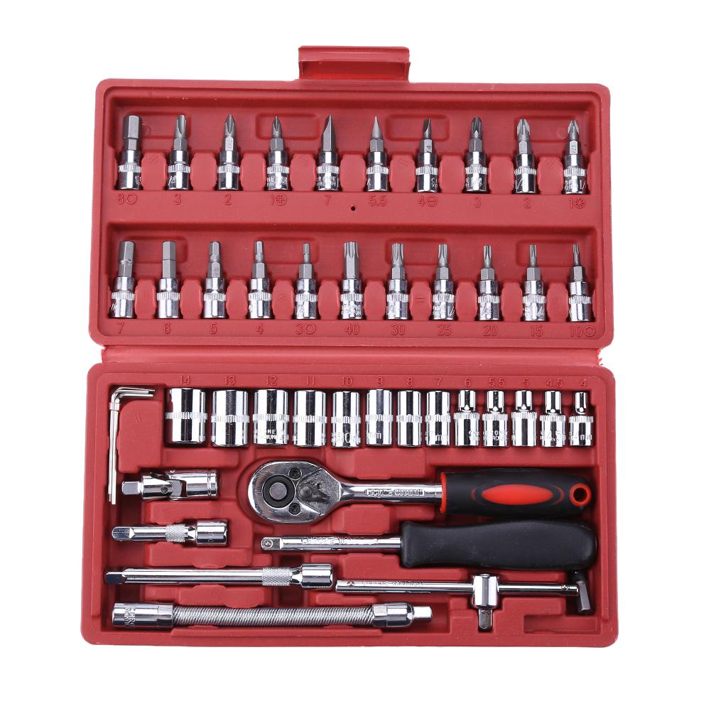 

46pc Spanner Socket Set 1/4 Car Repair Tool Ratchet Wrench Set hand Tool, 501 Original