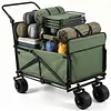 [US Local Warehouse] 2-in-1 Wagons Carts Foldable 440lbs Capacity Folding Chair Cart with All-Terrain Wheels Beach Wagon for  Sports Garden Camping (Green)