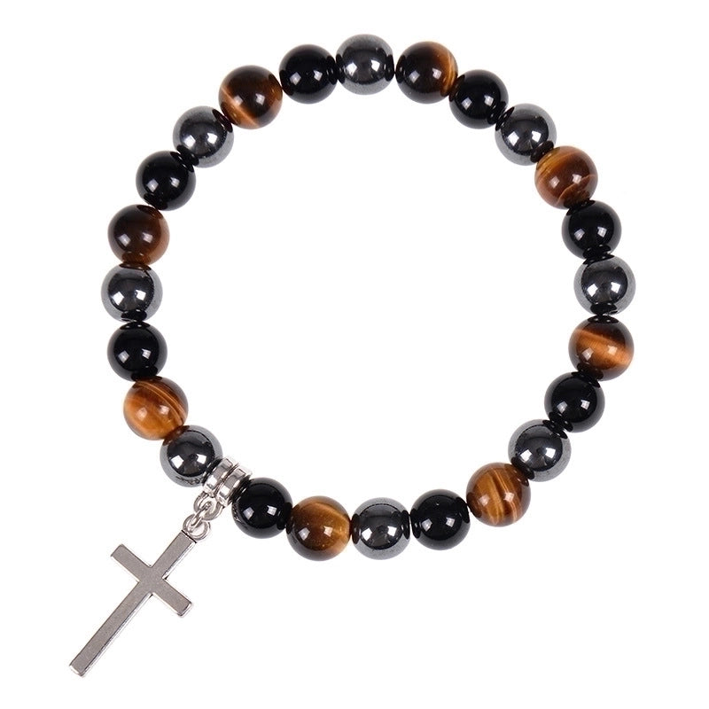 Retro Cross Natural Stone Men’s Bracelets