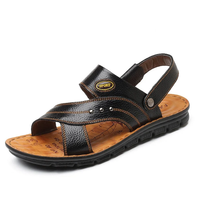 Men's Sandals Men's Summer New  Casual Beach Shoes Leather Fashion Breathable Sandals Tide Mens Roman Sandals  Leather Sandals