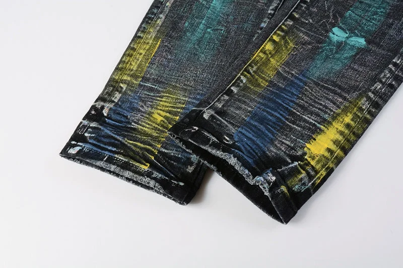 Purple Fashion Jeans 9078