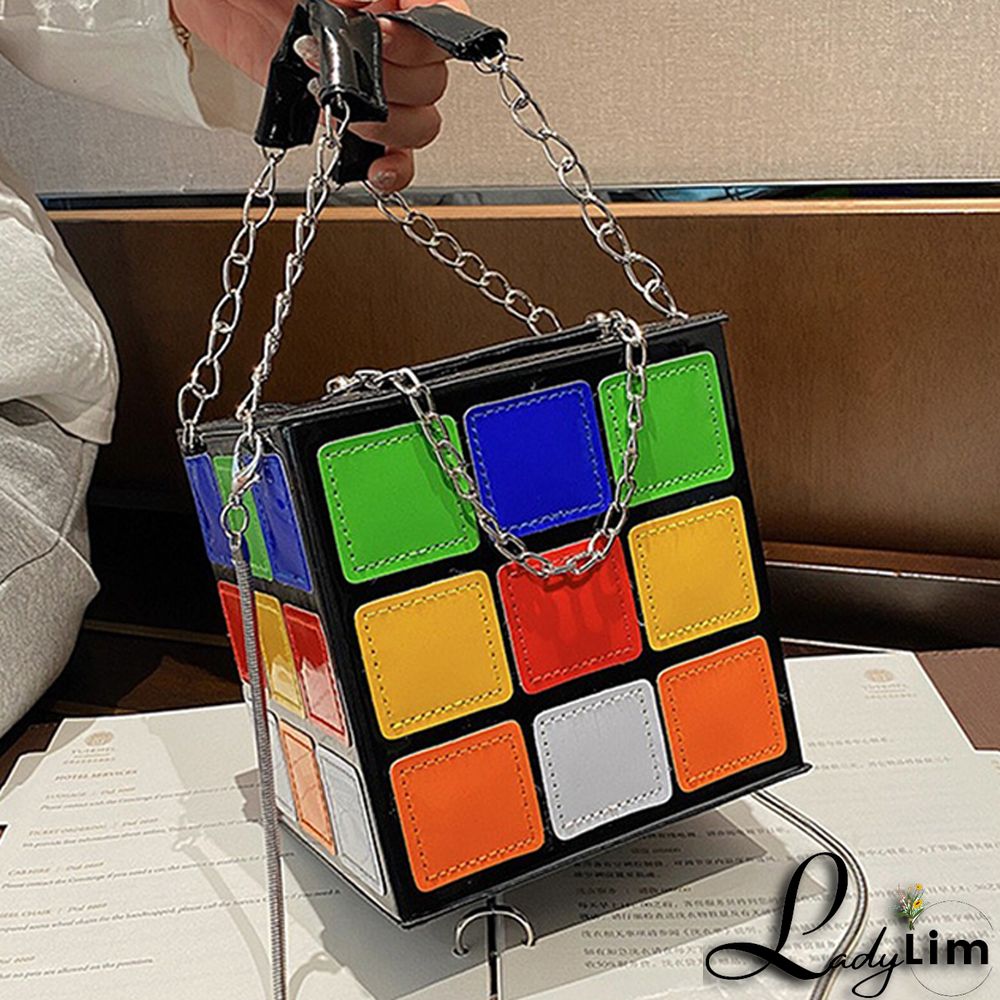 Multicolor Casual Patchwork Contrast Zipper Bags