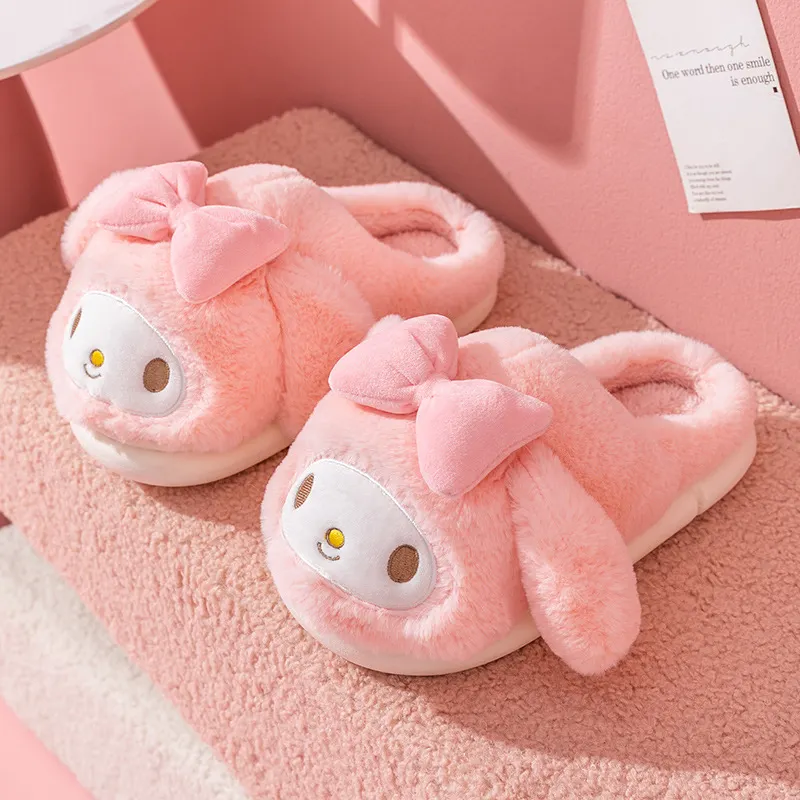 Melody Teddy Bear Print Plush Slide Slippers