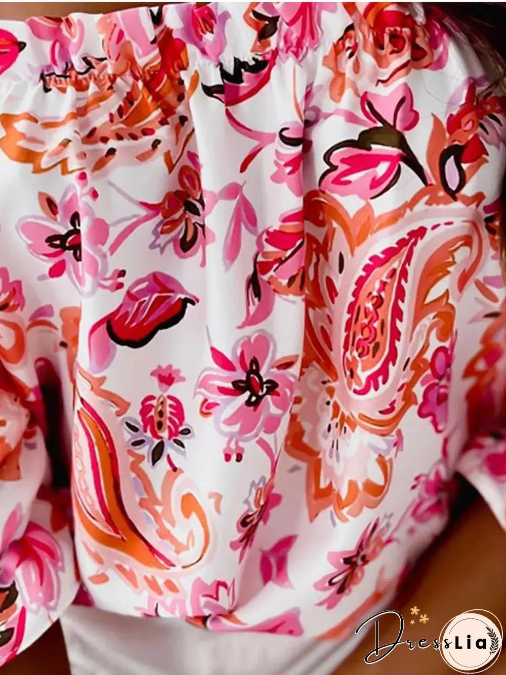 Sexy Slash Neck Blouse Fashion Casual Print Top Spring Ruffles Tops Shirts Elegant Sweet Off Shoulder Shirt New