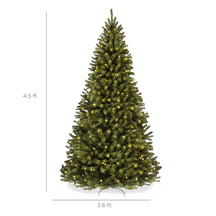 🔥kukelife🔥Pre-Lit Artificial Spruce Christmas Tree w/ Foldable Metal Base