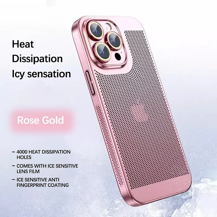 Original Electroplated Heat Dissipation Phone Case For iPhone 15 14 13 11 12 Pro Max Glass Lens Protector Acrylic Hole Cover