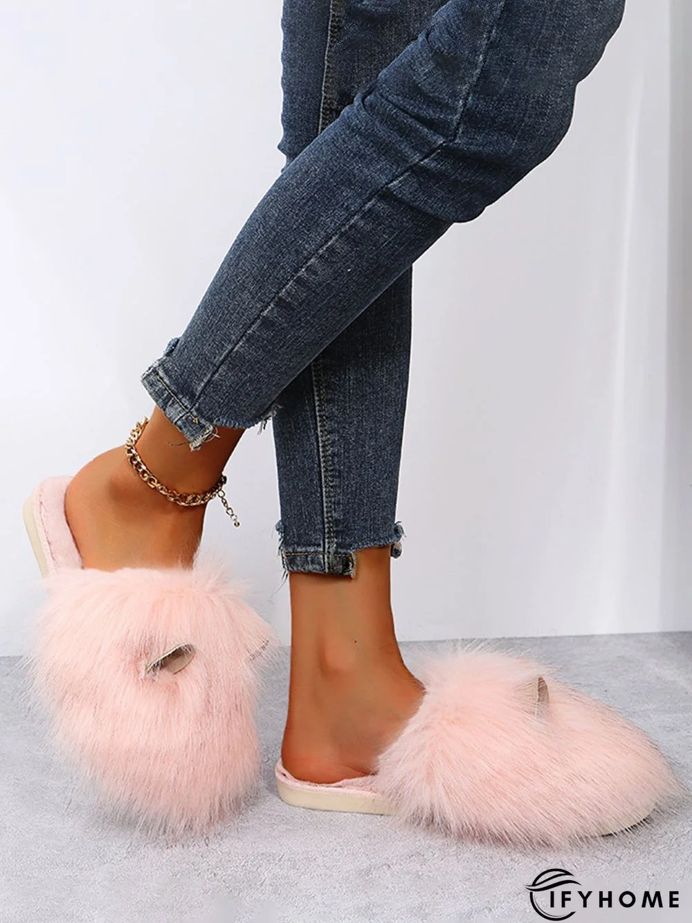Cute Cat Ears Mohair Warm Fleece Indoor Slippers | IFYHOME