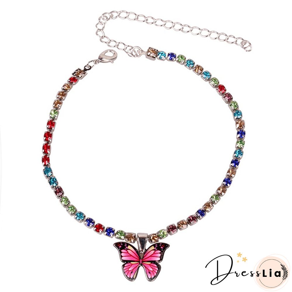 Style Butterfly Pendant Anklet for Women Beach Foot Jewelry Crystal Chain Anklets Bracelet