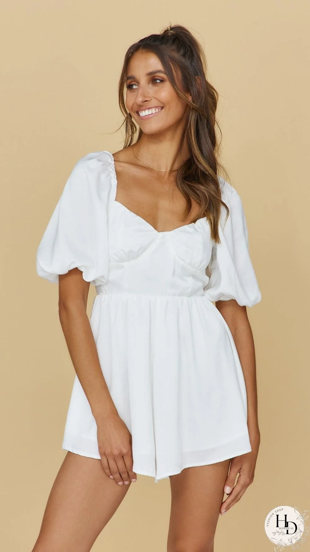 White Bowtie Open Back Romper