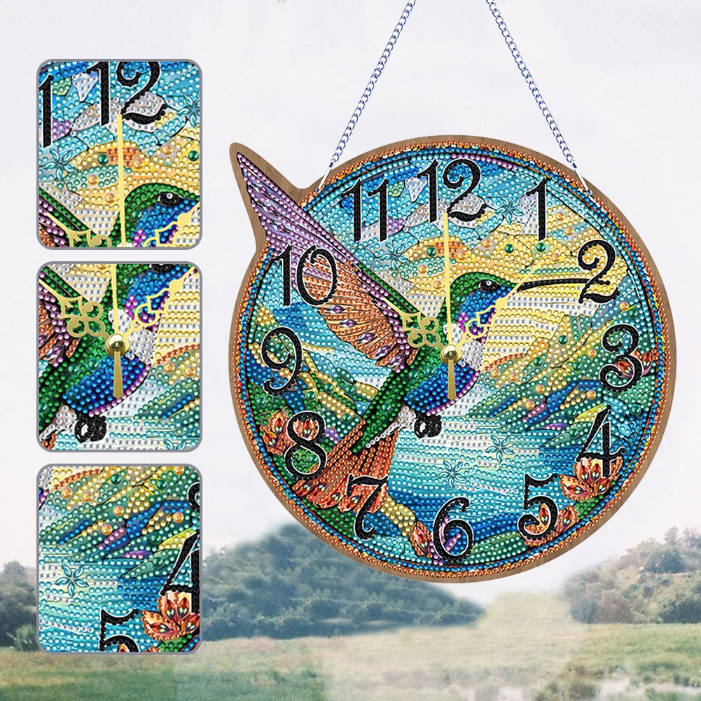 DIY Owl Single-Side Wooden Special Shaped Diamond Painting Clock Art Craft Decor