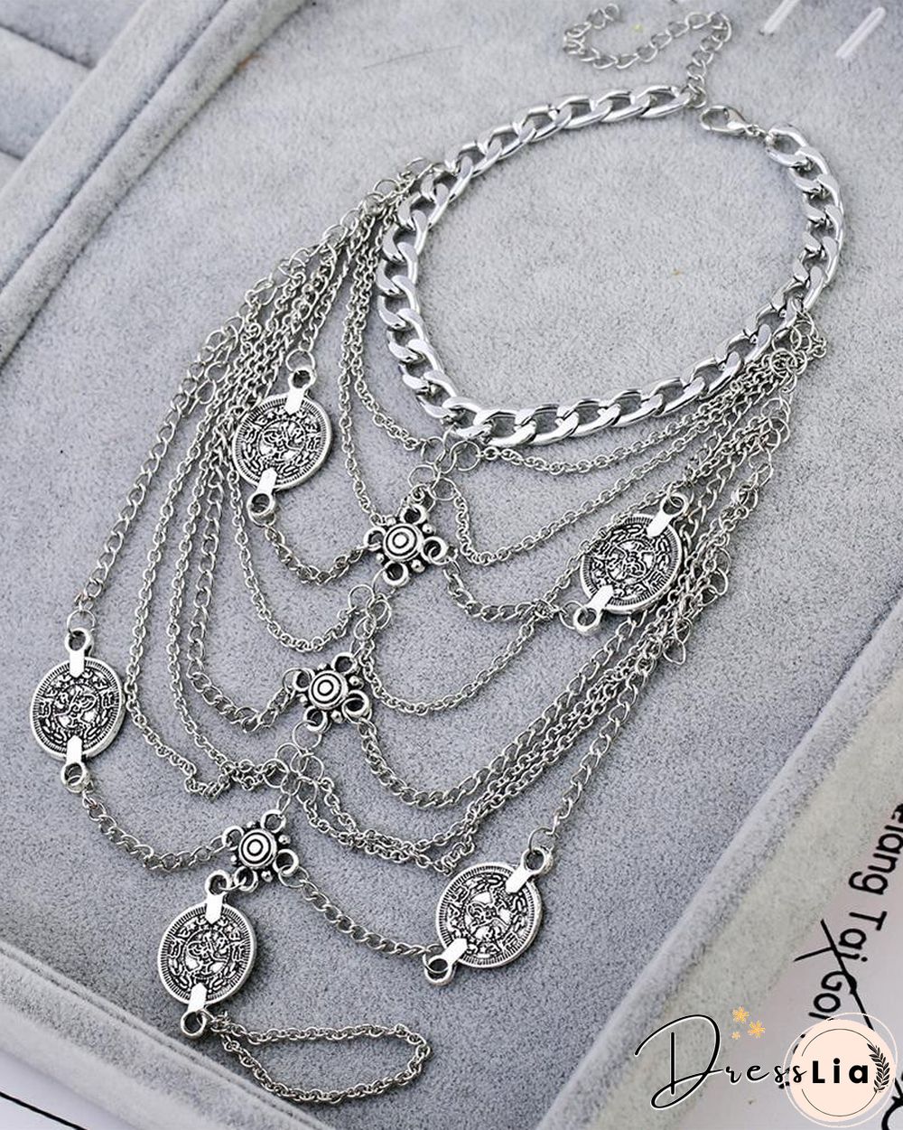 1PCS Coin Pattern Layered Mittens Chain Anklet
