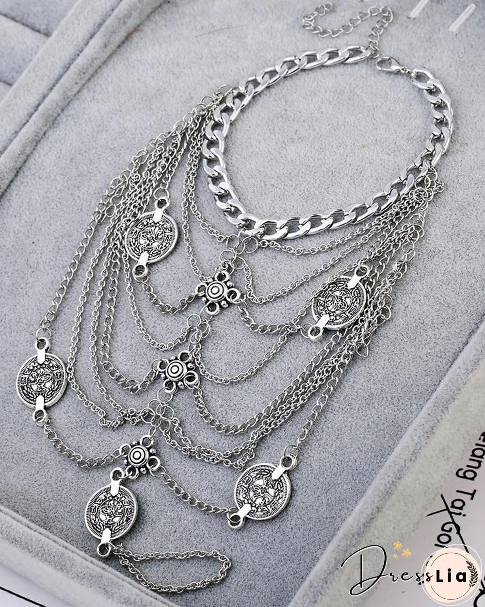 1PCS Coin Pattern Layered Mittens Chain Anklet