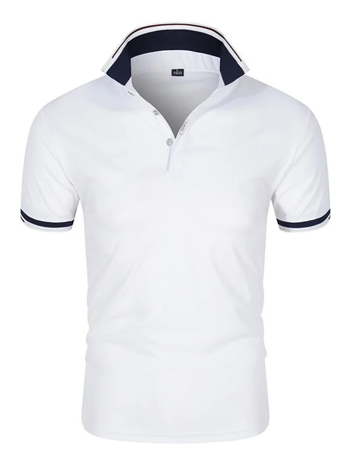Summer Men's Short-sleeved T-shirt Slim Half-sleeved Polo Shirt Tide Lapel Polo Shirt-JRSEE