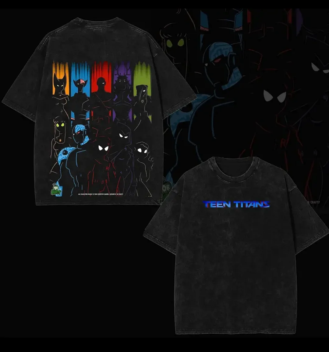 Teen Titans Printed Unisex Washed T-Shirt