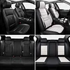 MINGBRON Car Seat Covers Full Set,Black White Car Seat Cover, Car Seat Protector Waterproof, Nappa Leather Car Seat Cushion, Fit for Most Cars