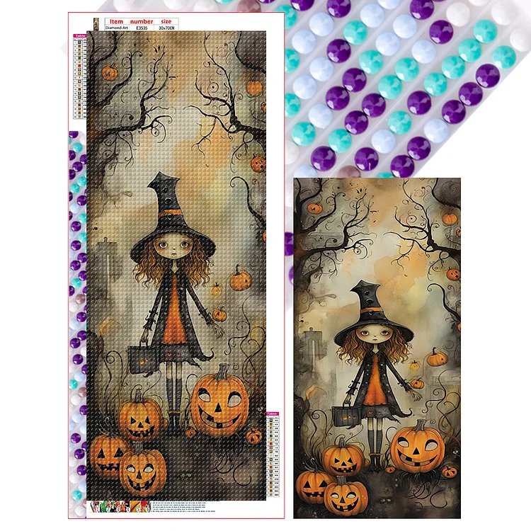 Halloween Witch 30*70CM (Canvas) Full Round Drill Diamond Painting gbfke