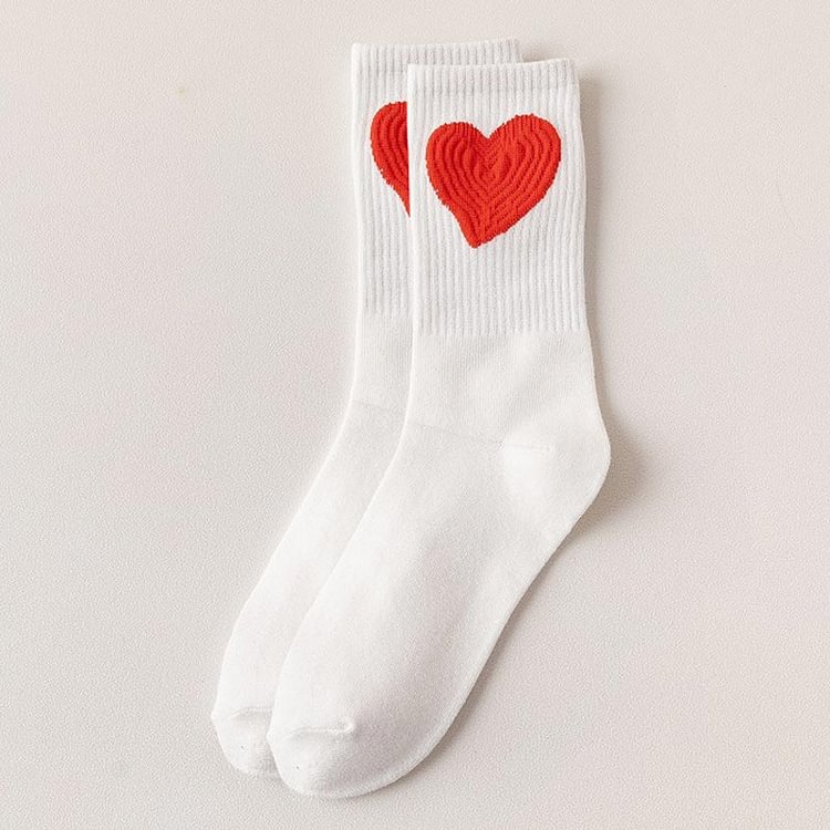 Love Heart Print Knit Ankle Socks - Modakawa modakawa