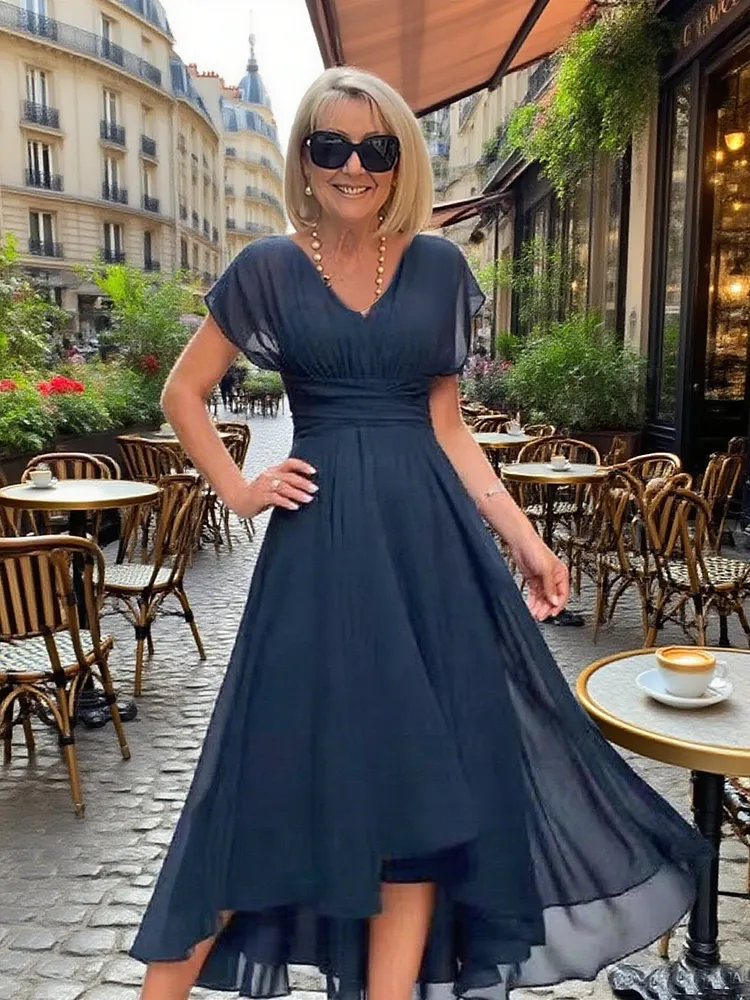 Party Dress Chiffon Splicing V-neck Women's Dress