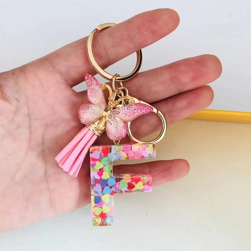 Classic Style Commute Letter Butterfly Resin Unisex Bag Pendant Keychain
