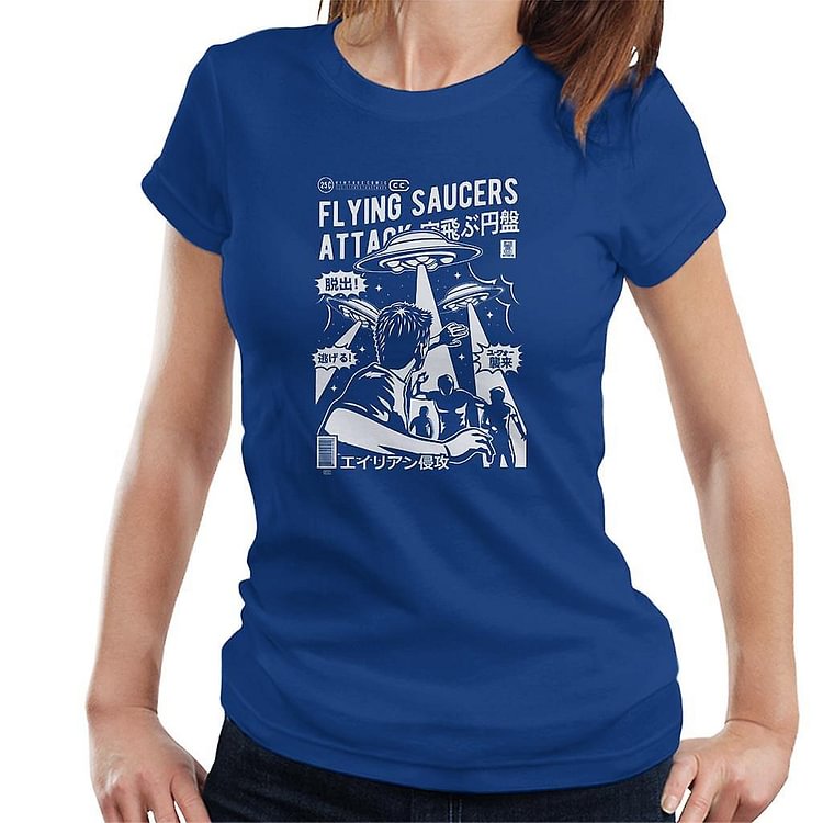 Flying Saucers Attack Manga Style Women's T-Shirt