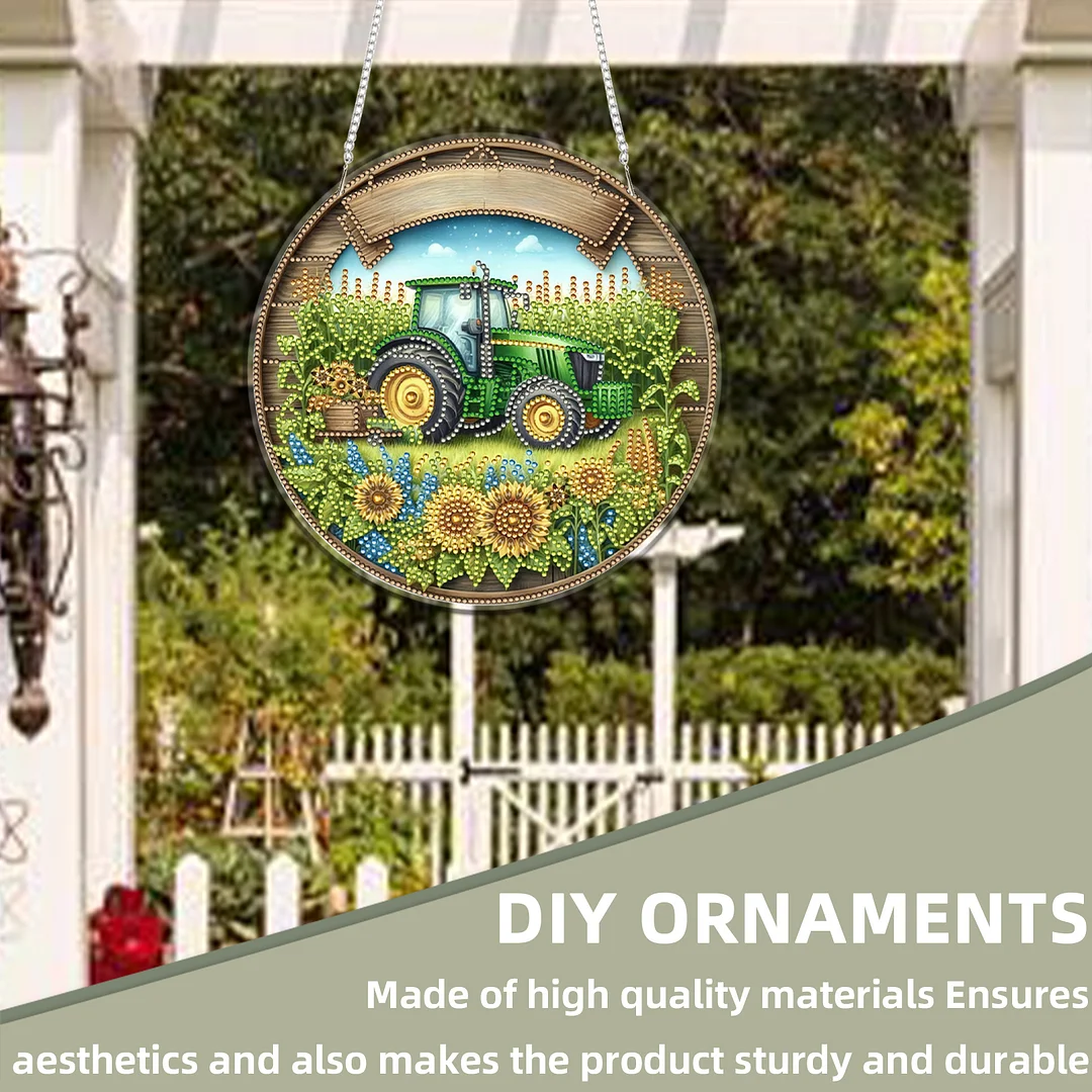 Manor Car 2D Flat DIY Acrylic Diamond Art Pendant Craft Kit for Home Wall Decor