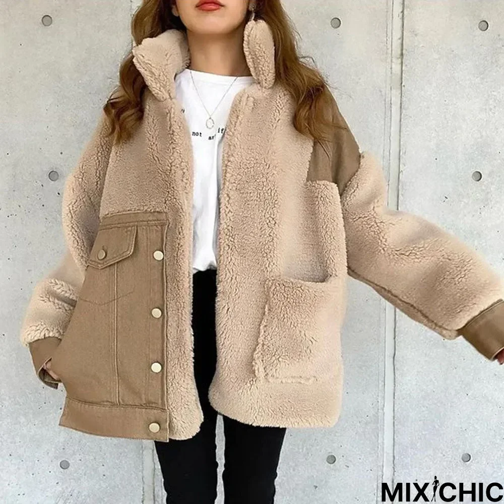 Retro Lapel Harajuku Cashmere Jacket Female