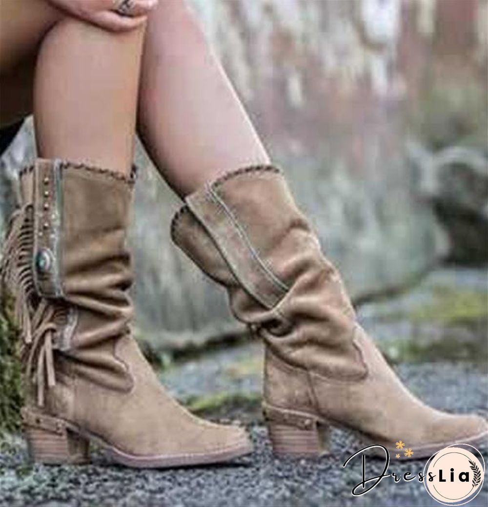 Retro Women Tassels Boot