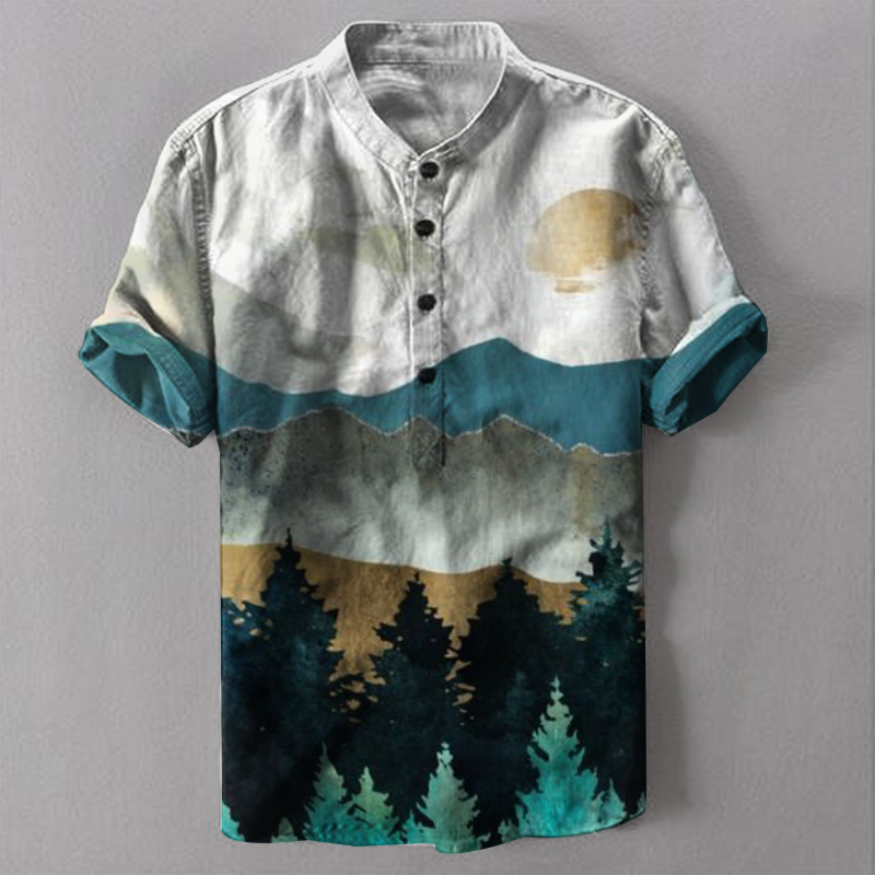 Pre-sale men's casual printed short-sleeved shirt