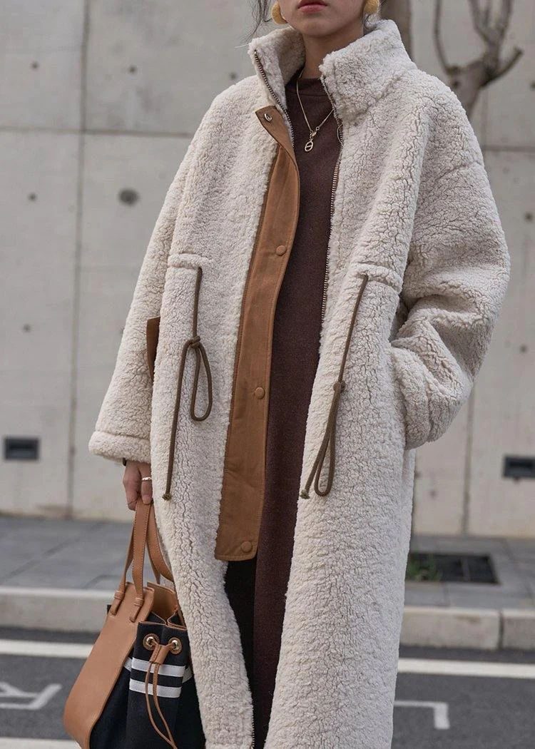 Nude Woolen Coats plus size winter coat high neck drawstring jackets(Limited Stock)