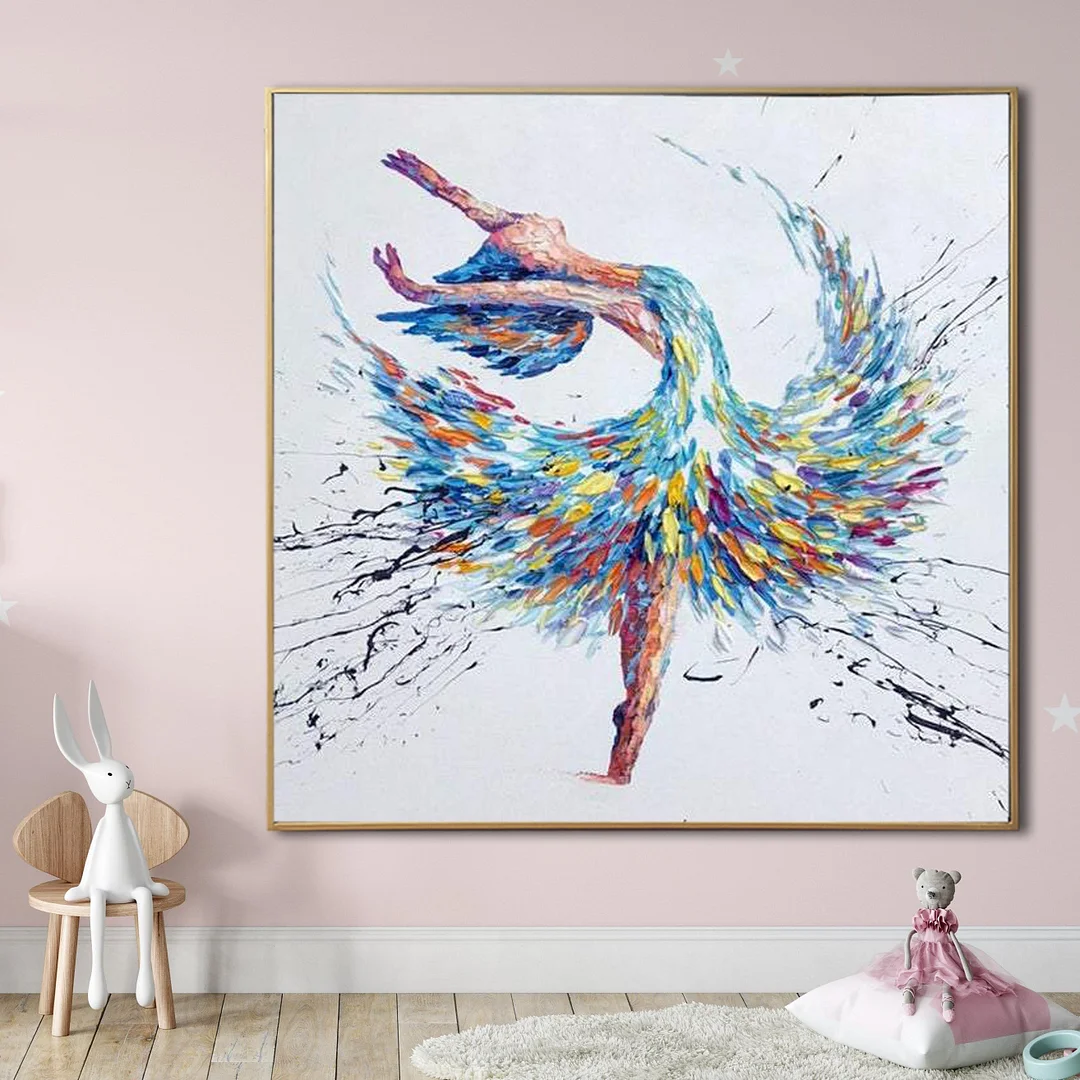 Original Abstract Ballerina Painting Modern Wall Art Impasto Oil Painting Colorful Ballet Art Wall Decor | BALLERINA MARGO