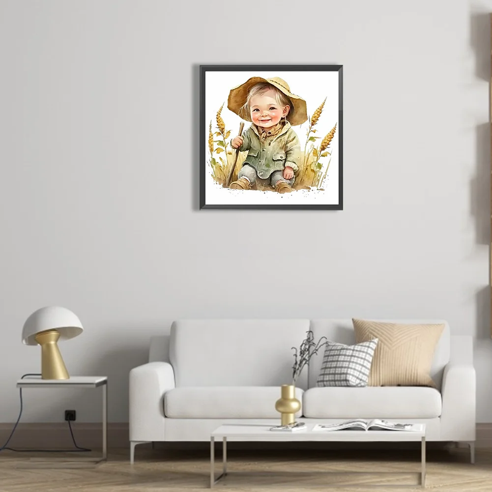 Diamond Painting - Full Round Drill - Farm Cowboy Kids(Canvas|30*30cm)