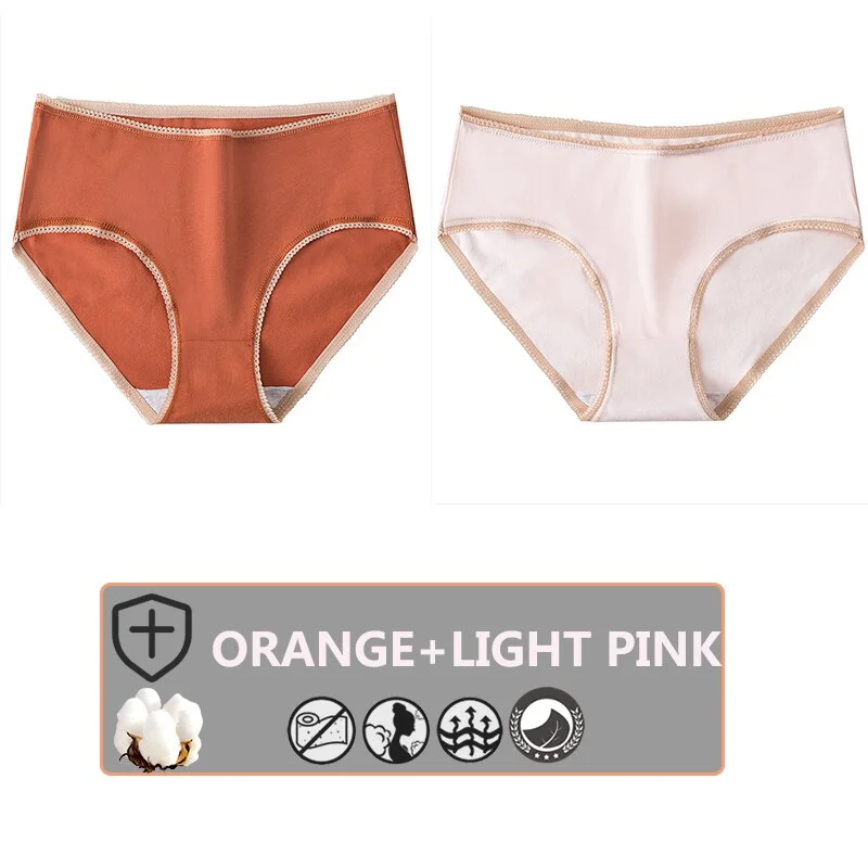 FINETOO 2PCS/Set Cotton Panties Women Sexy Underwear For Girl Lingerie Lady Cute 8 Solid Candy Colors Pantys Woman Female Briefs