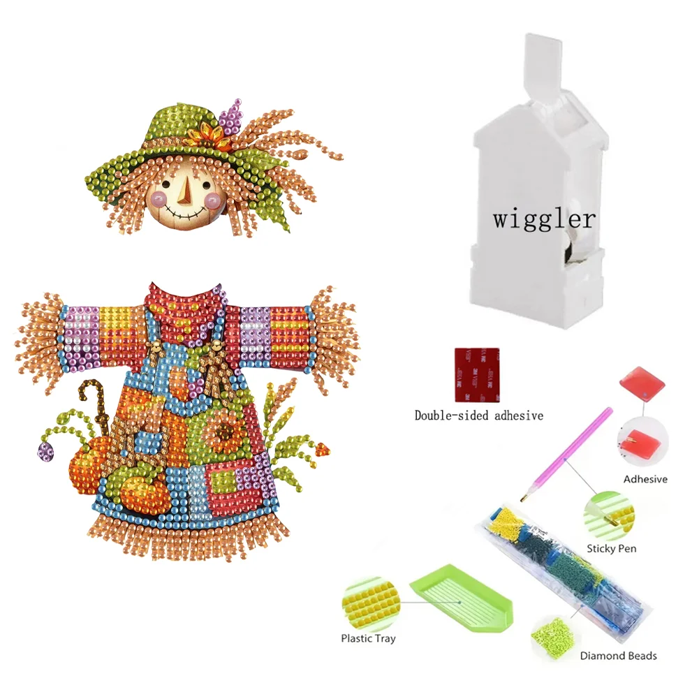 2D Flat Scarecrow DIY Shaking Head Diamond Painting Desktop Decorations