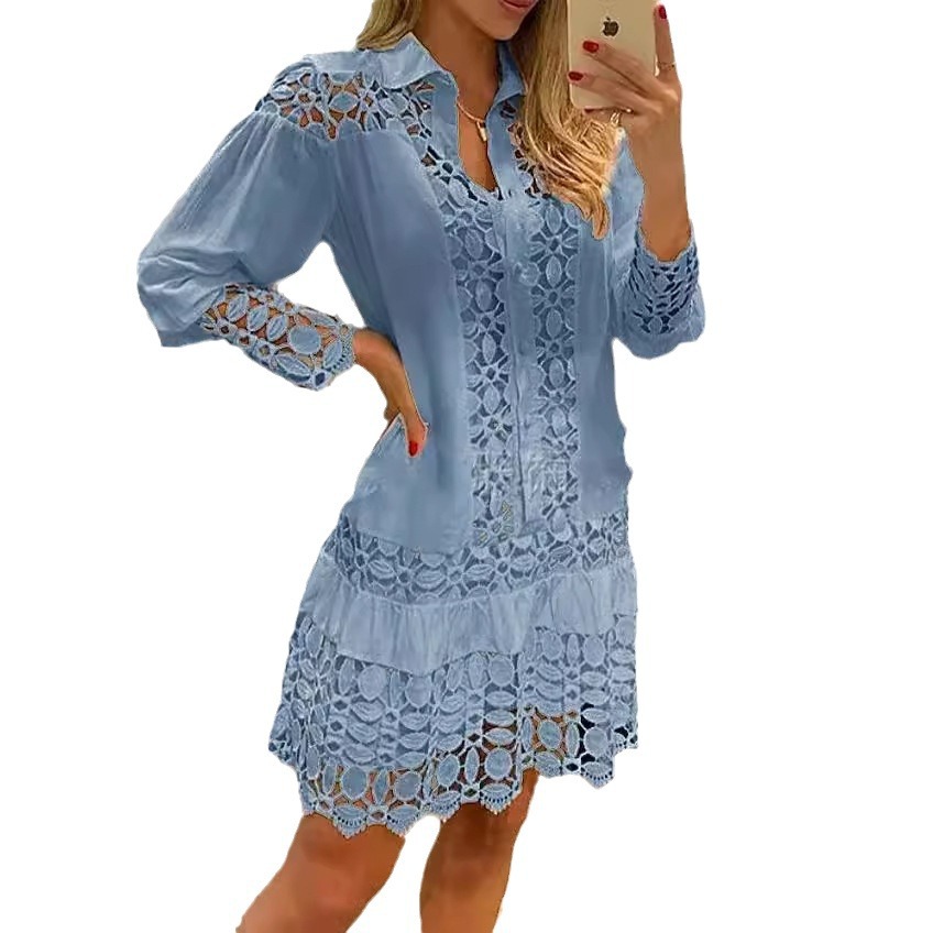 Plain Vacation Loose Lace Dress | IFYHOME