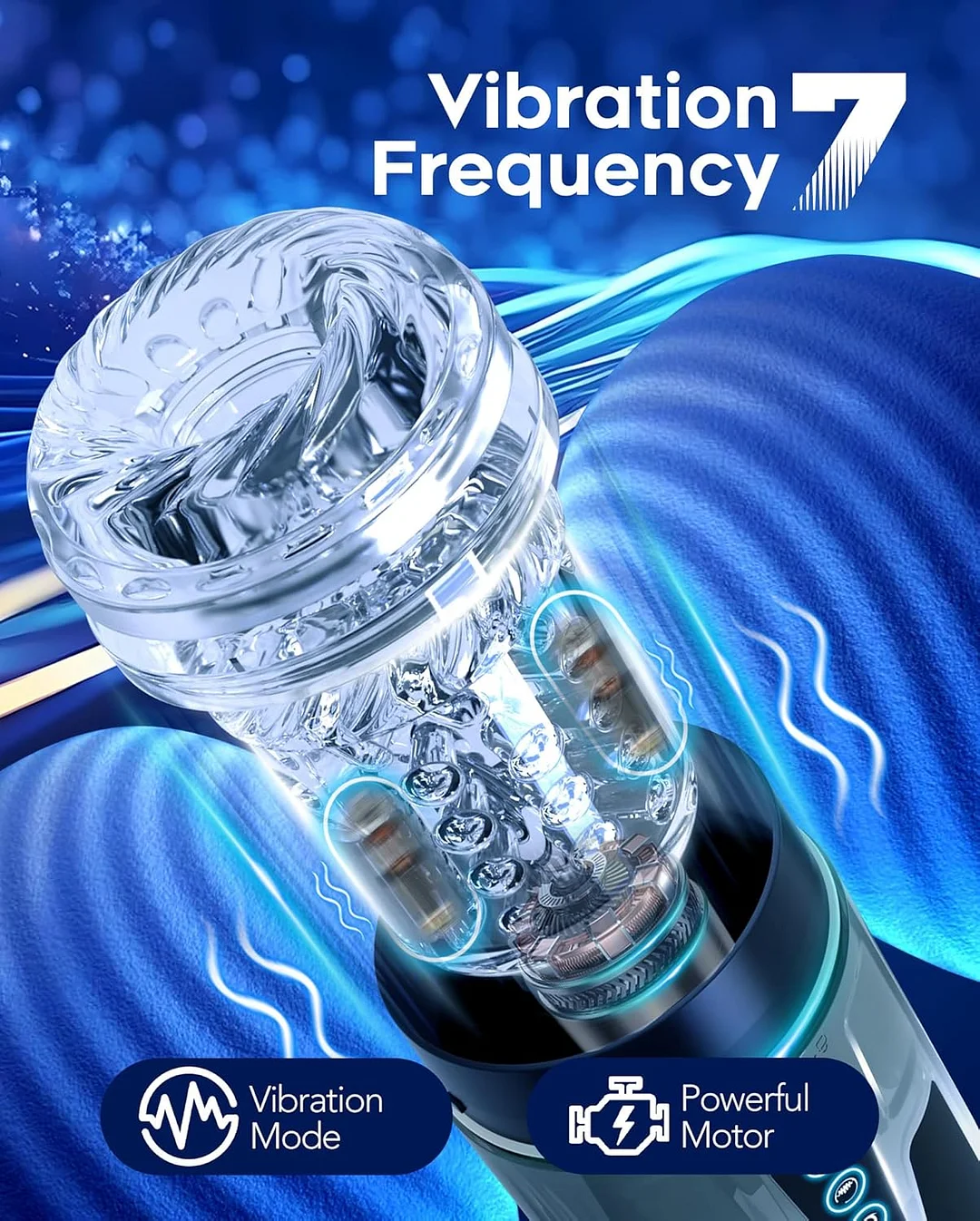 Waterproof Male Stroker Penis Pump With 7 Thrusting Rotating Vibrating Sucking Licking Modes